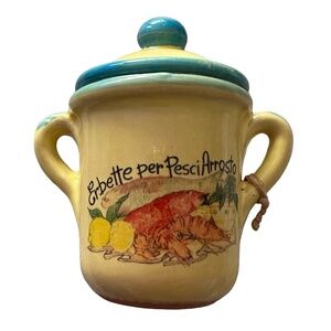 Miniature Terracotta Crock For Herbs w/Lid 0.17oz Italy EMPTY